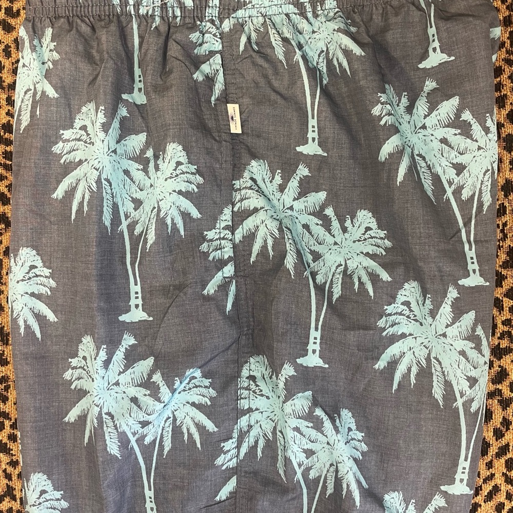 NWOT Men's Vintage Summer Blue Palm Tree Swim Shorts Large